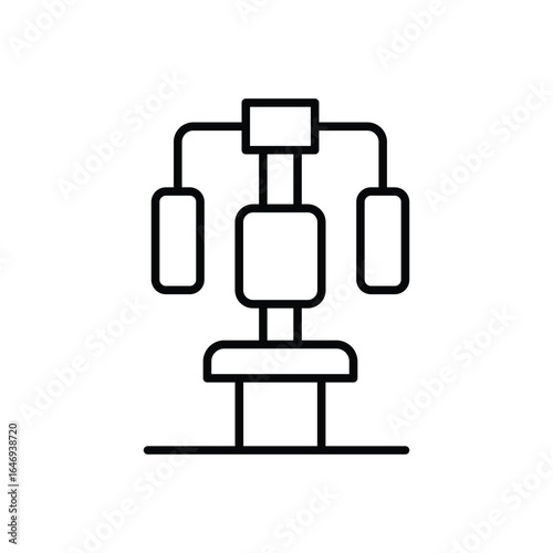 Butterfly gym machine icon. Simple outline style. Fitness, sport, training, equipment, power, strength, shoulder, chest, exercise concept. Thin line symbol. Vector isolated design