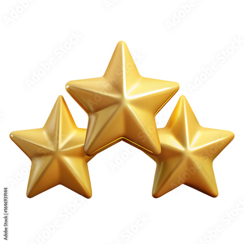 Prominent Gold 3D Two Stars Icon - Good Rating and Solid Quality Symbol