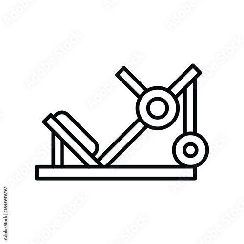Leg press machine icon. Simple outline style. Fitness, gym, training, workout, muscle, power, strength, legs, sport equipment concept. Thin line symbol. Vector isolated design