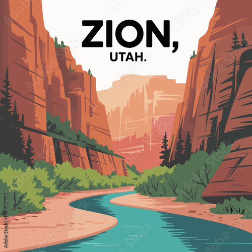 Zion National Park Utah Travel Poster