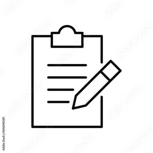 Fitness program icon. Simple outline style. Fitness plan, list, document, workout, gym, health, sport, training, exercise, healthy concept. Thin line symbol. Vector isolated design