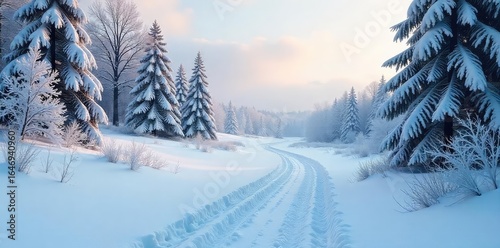 A deceptive, frozen landscape White snow deceptively hides icy patches and frozen undergrowth, a tranquil yet treacherous scene Winter's lie of serenity , winter wonderland, icy patches, season