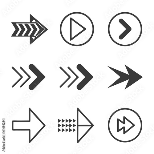 Rrow icon set, direction and navigation symbols on a plain background