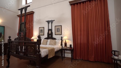 Interior of luxury palace hotel in India.