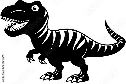 Cute, green cartoon tyrannosaurus rex dinosaur vector illustration of a prehistoric reptile