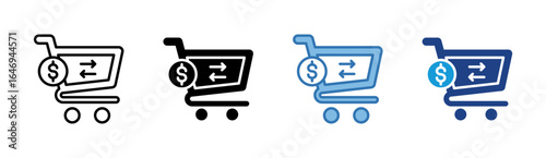 Shopping Cart icon set multiple style collection