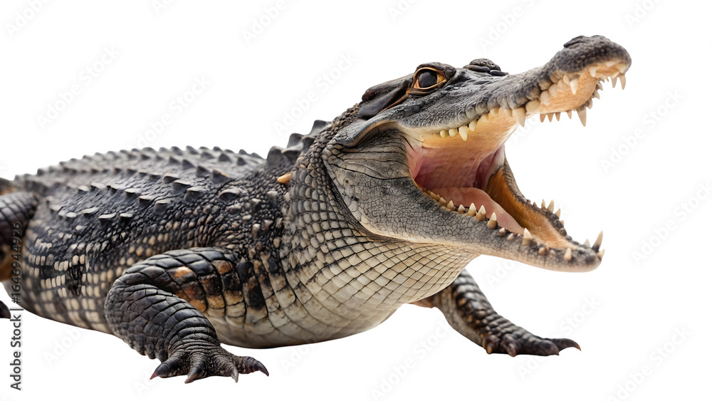 Obraz premium angry alligator isolated on transparent background isolated on white background