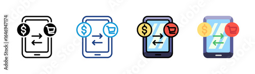 Mobile Transfer icon set multiple style collection