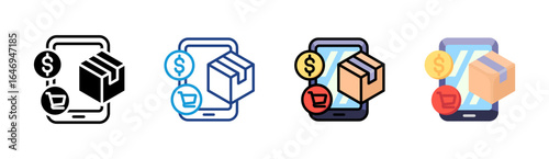 Mobile Commerce icon set multiple style collection