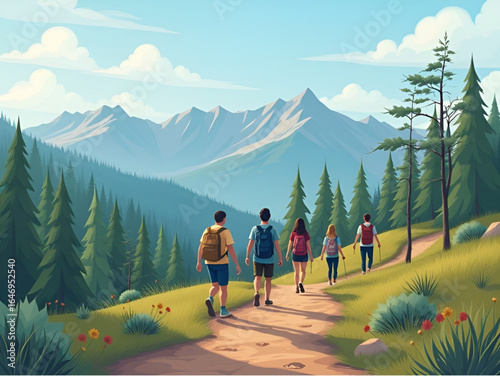 hiking in the forest