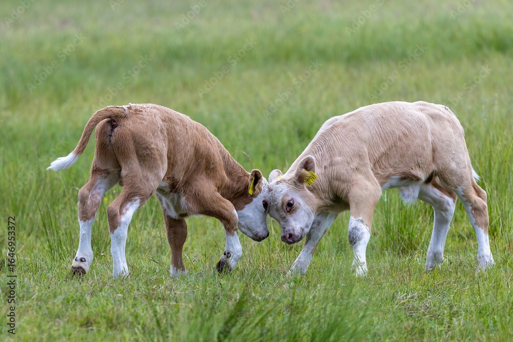 Fototapeta premium Spielende Kälber