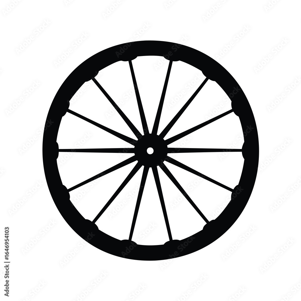 Fototapeta premium A Black and White Depiction of a Bicycle Wheel with Spokes