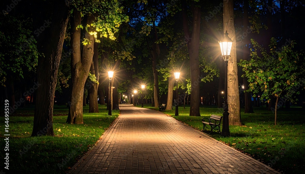 Obraz premium Park path at night