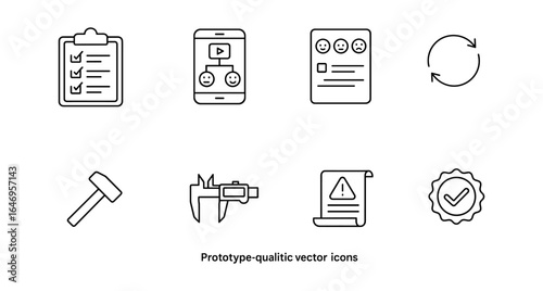 Project management outline icon set. task, planning, workflow linear collection