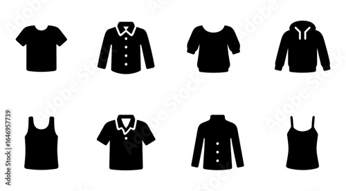 Clothing silhouette icon set. apparel, fashion, outfit icons silhouette collection