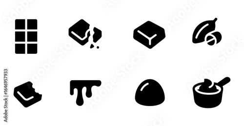 Chocolate, dessert silhouette icon set. sweets, tasty treats, confection icons collection