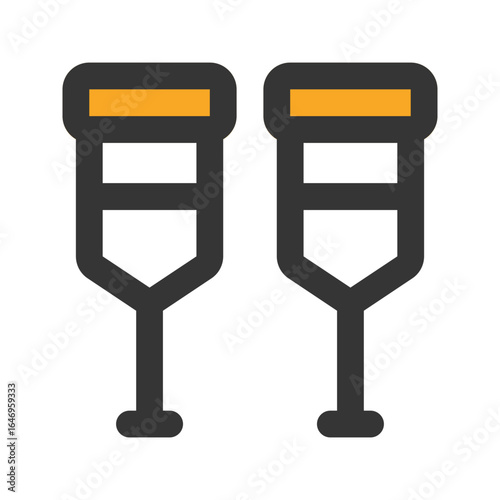 crutches flat line icon