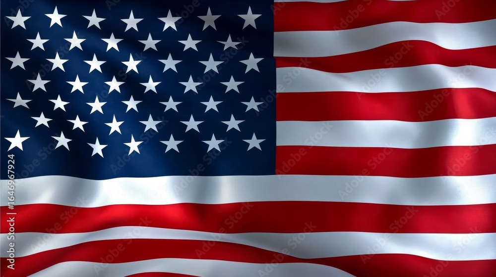 Obraz premium Stunning Close-Up View of the American Flag Waving Gracefully with Light and Shadow Effects