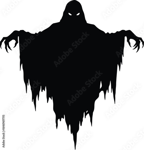 Scary ghost silhouette with glowing eyes