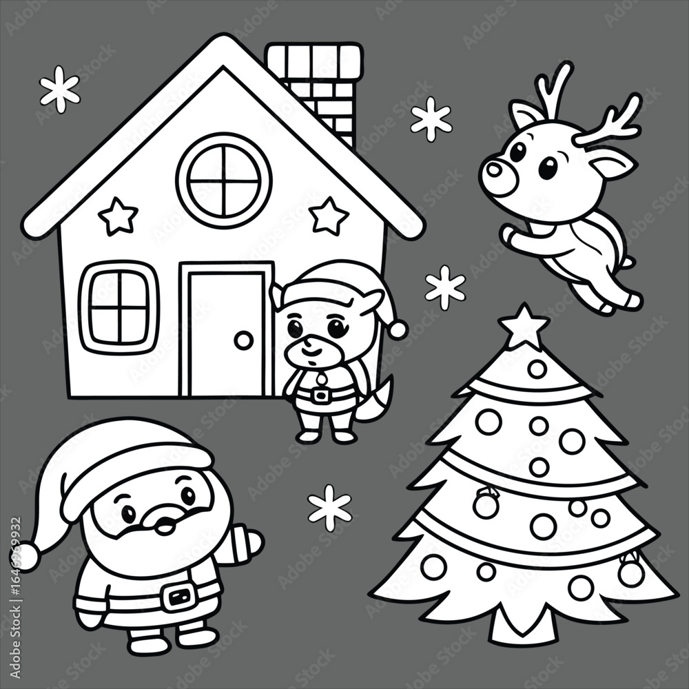 Fototapeta premium Winter Christmas composition in paper cut style .Merry Christmas text Calligraphic Lettering Vector illustration. Merry Christmas card. Winter holiday theme. Happy New Year. Christmas cartoon.