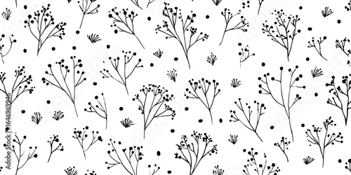 PATRÓN BOTÁNICO ELEGANTE CON DELGADOS BOCETOS LINEALES