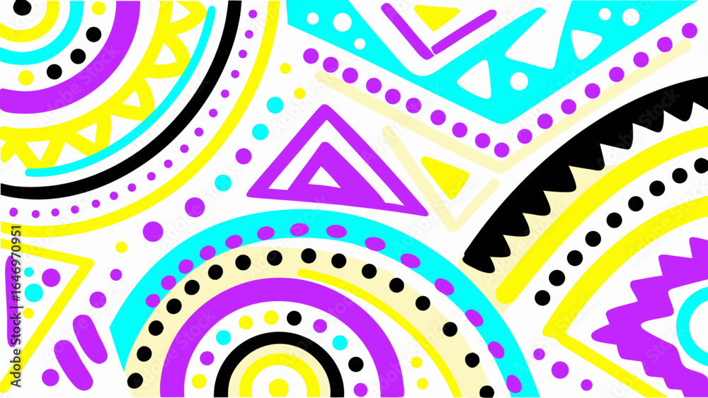 Fototapeta premium Artistic background with geometric shapes and vibrant colors creating a playful and dynamic design element