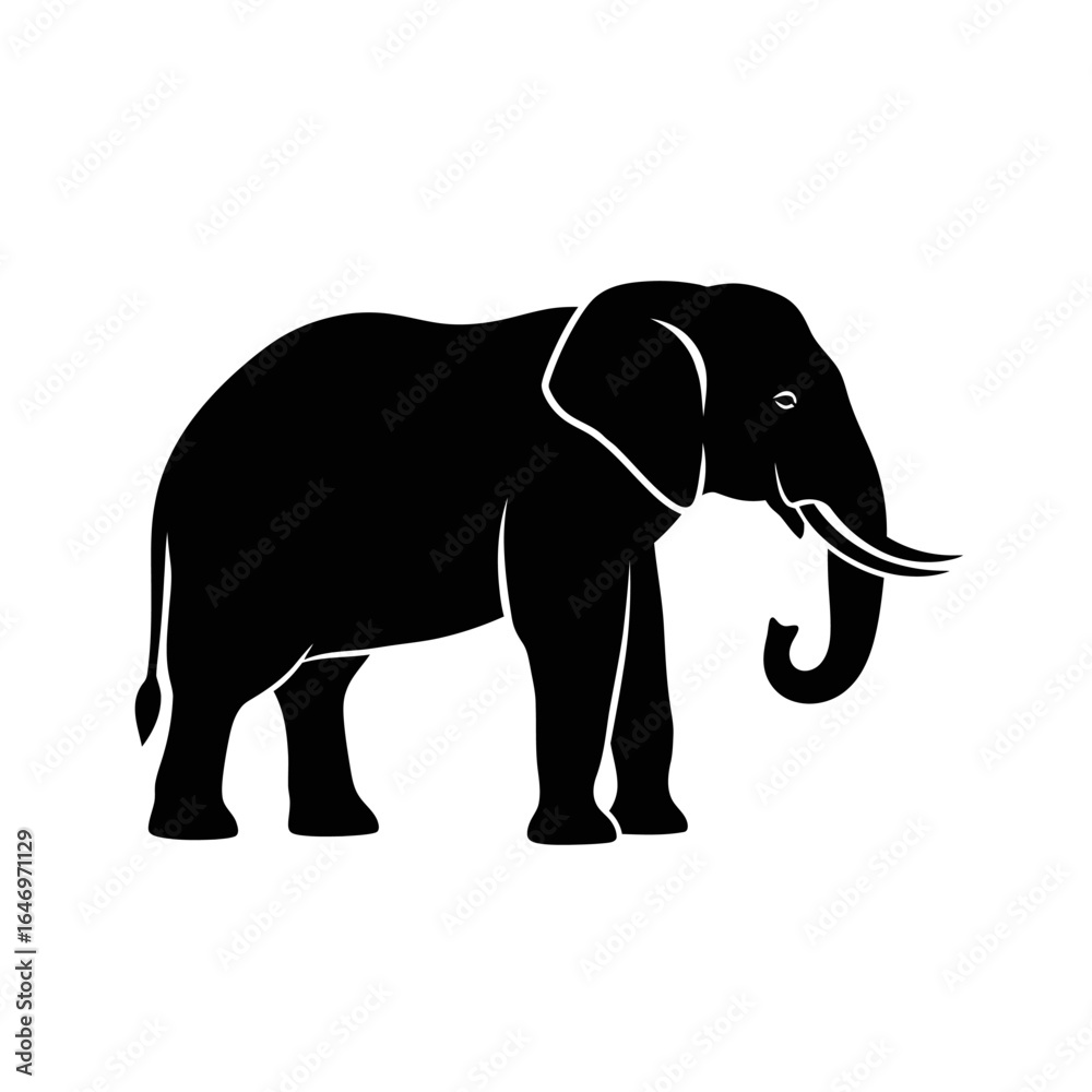 Fototapeta premium Black Elephant Silhouette Illustration