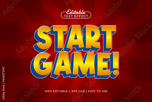 start game editable text effect with a kids and game text style