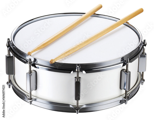 Drumhead with Drumsticks Resting, Isolated on Transparent Background