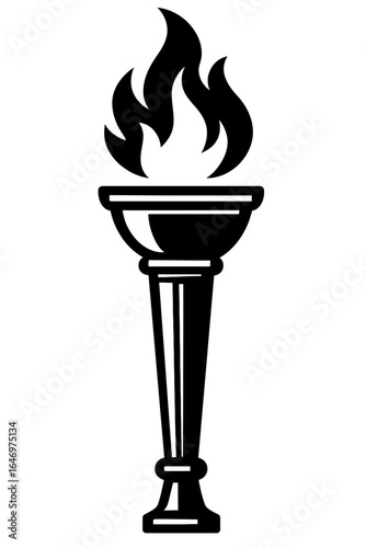 Modern Stylized Olympic Torch with a Burning Flame