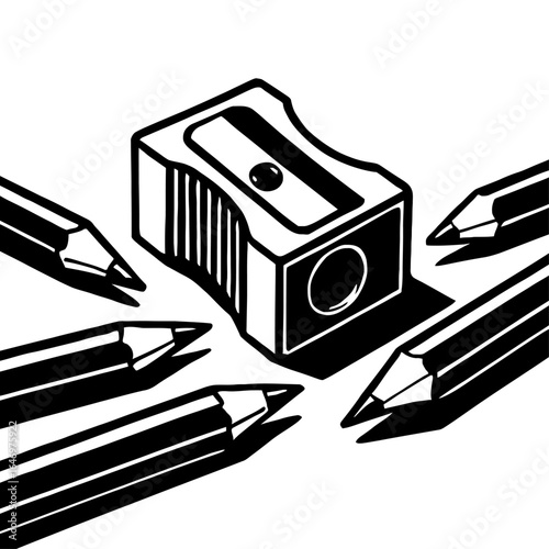Pencil Sharpener with Sharpened Pencils Creative Stationery Vector