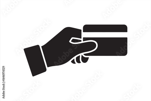 Solid Black Credit Card Vector for E-commerce Transactions