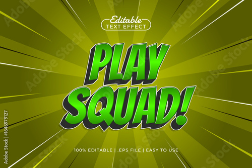 play squad editable text effect with a kids and game text style