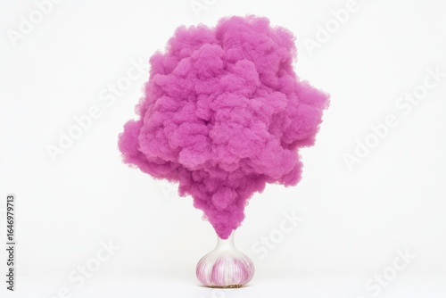 Surreal Pink Smoke Eruption from Onion: Creative Abstract Concept