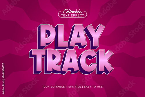 play track editable text effect with a kids and game text style