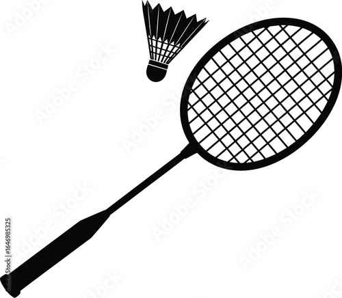 Badminton racket and shuttlecock, a popular sport equipment for indoor and outdoor game