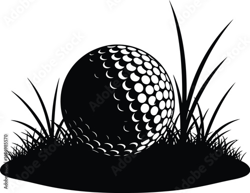 Silhouette of a golf ball grass, a popular sport and recreational activity