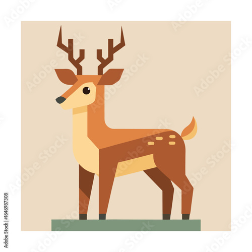 Flat design illustration of a standing deer animal