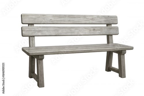 Fototapeta Naklejka Na Ścianę i Meble -  Wooden bench standing isolated, minimalist design complementing architectural renders or landscape visualization with natural, clean aesthetic