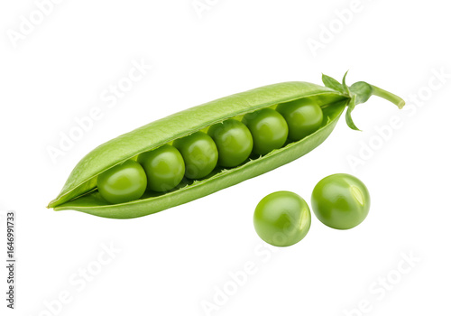 Fresh green pea pod with round seeds healthy food and natural ingredient