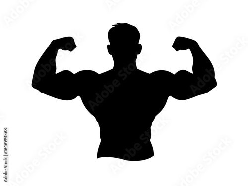 muscle man flexing biceps silhouette