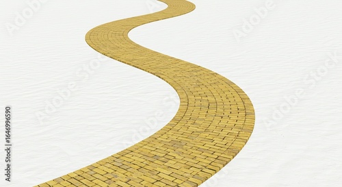 Follow this bright yellow brick road leading towards an unknown destination, symbolizing journey, adventure, and the pursuit of dreams in a vast, textured landscape.