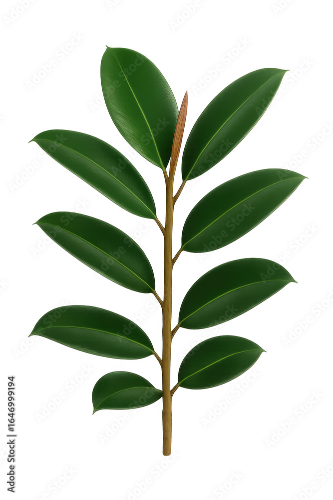 Fototapeta premium Photo of a vibrant green leaf with a central stem, showcasing natural beauty and botanical detail, representing growth and the essence of nature, isolated on transparent background