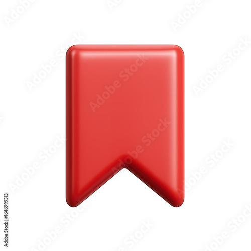 3D Render: Red Bookmark Icon, Web Design Element, App UI,  Social Media Graphic,  Website Button