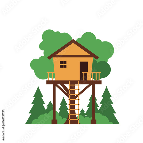 Charming Treehouse Nestled Among Lush Green Trees