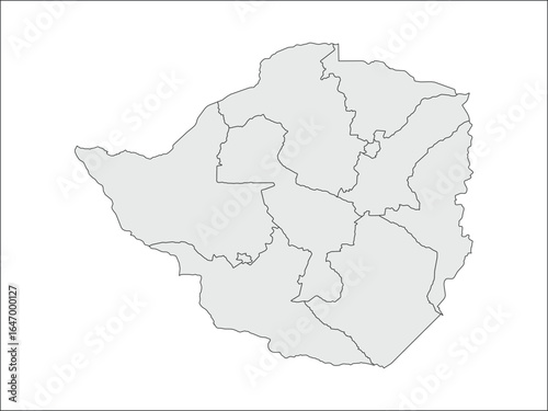 Highly detailed Zimbabwe map with borders isolated on white background