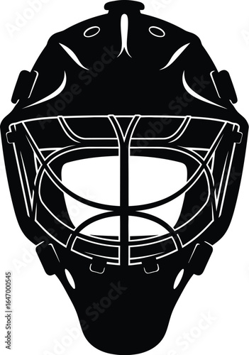 Hockey goalie mask, providing protection for the players face during intense ice hockey games and tournaments, ensuring safety and performance