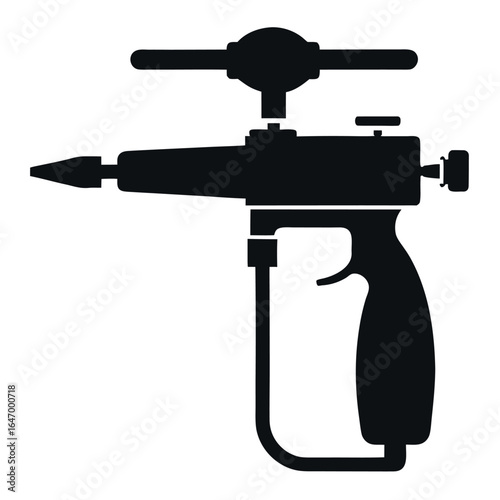 Photo of black silhouette of an airbrush paint sprayer tool