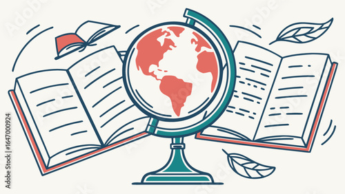 World globe books education learning study knowledge school reading literature geography international concept
