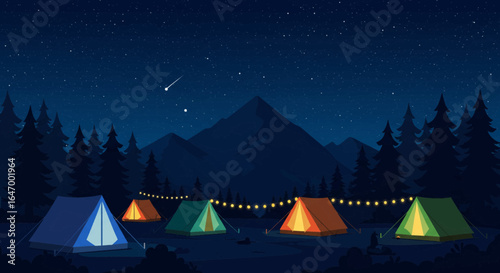 Cozy Campsite Under Starry Night Sky